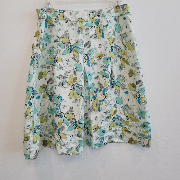 Merona 100% Silk Pleated A-Line Floral Print Skirt Women's Size 10 - Picture 4 of 12